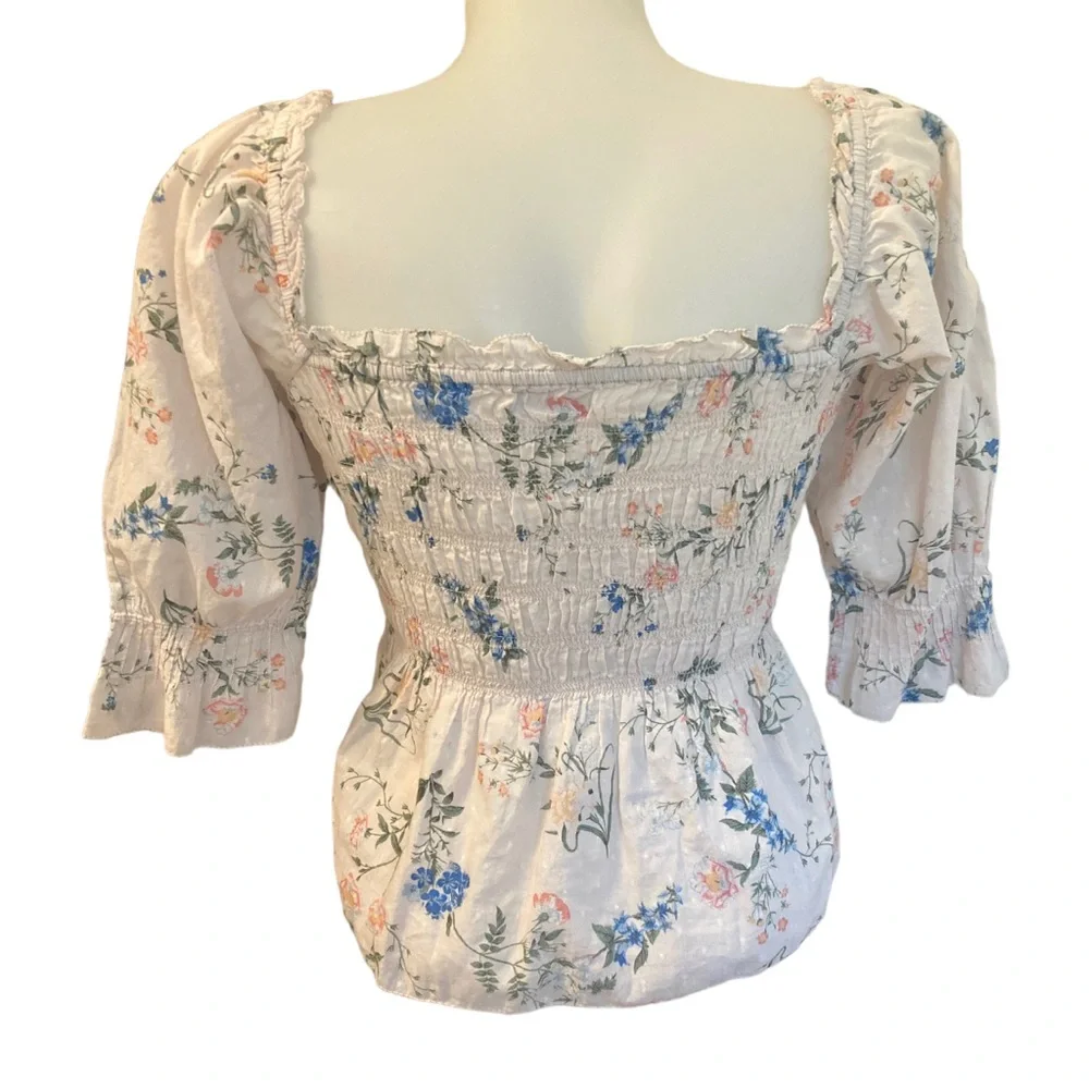 LAST CHANCE Saylor Shirt Womens Pink COTTON Floral Peplum Clover Blouse top - Picture 4 of 8